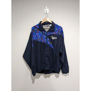 Vintage Reebok Blue Patterned Windbreak Size Medium